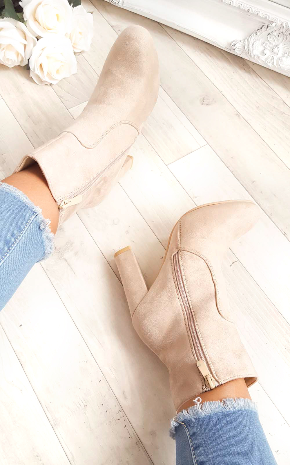 Ellie Faux Suede Heeled Ankle Boots Ellie Faux Suede Heeled Ankle Boots
