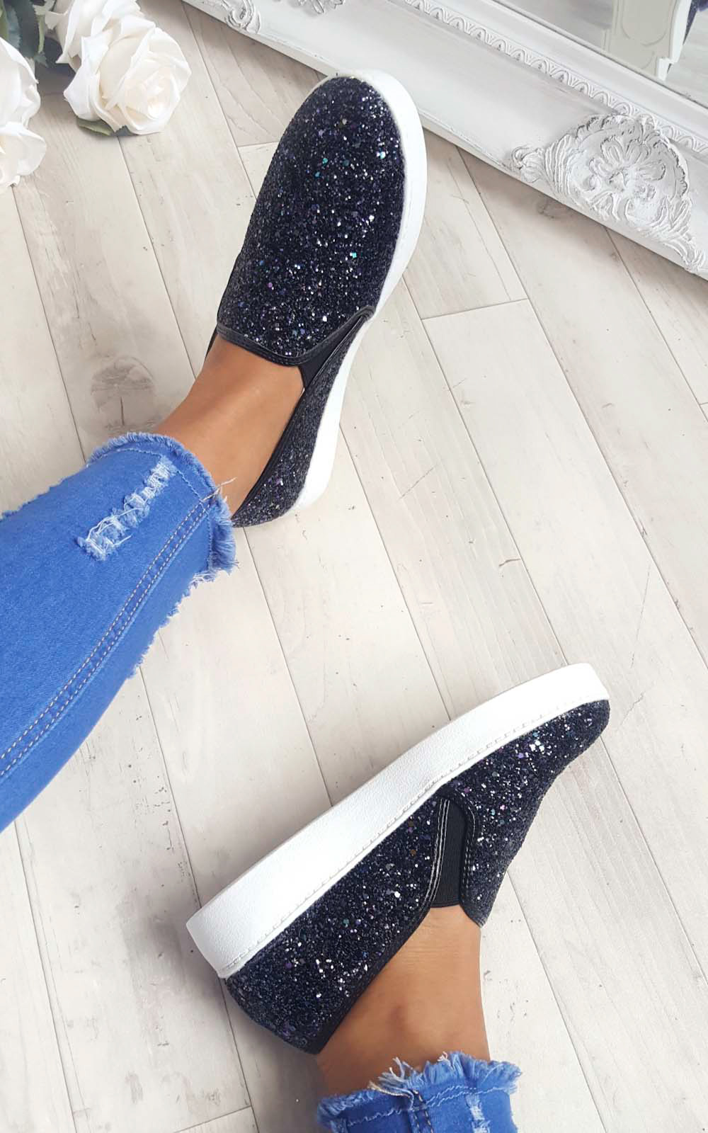 Alex Slip On Chunky Glitter Trainers