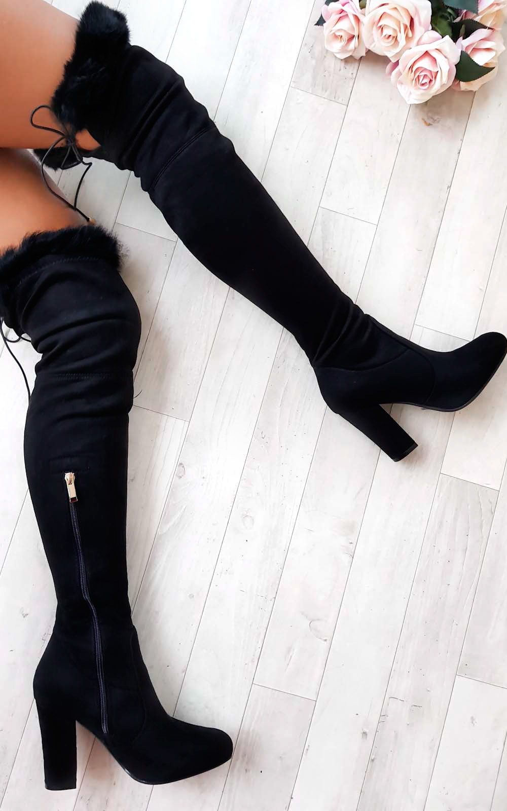 Claudia Faux Suede Fur High Boots  Thumbnail