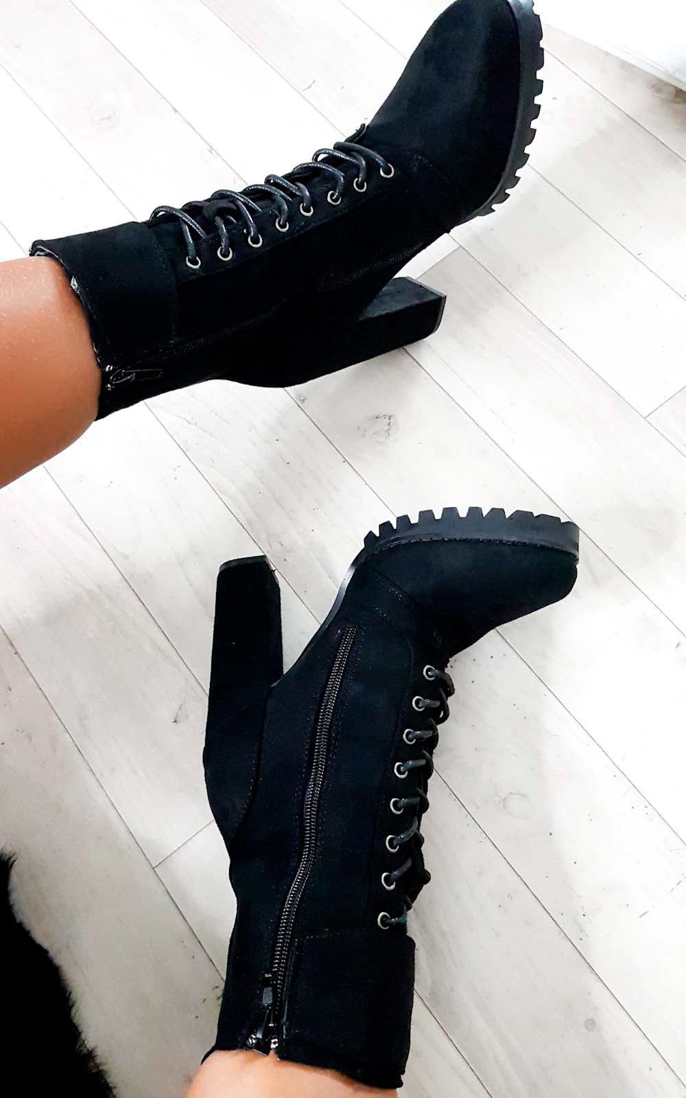 Shay Faux Suede Platform Tie Up Boots Shay Faux Suede Platform Tie Up Boots