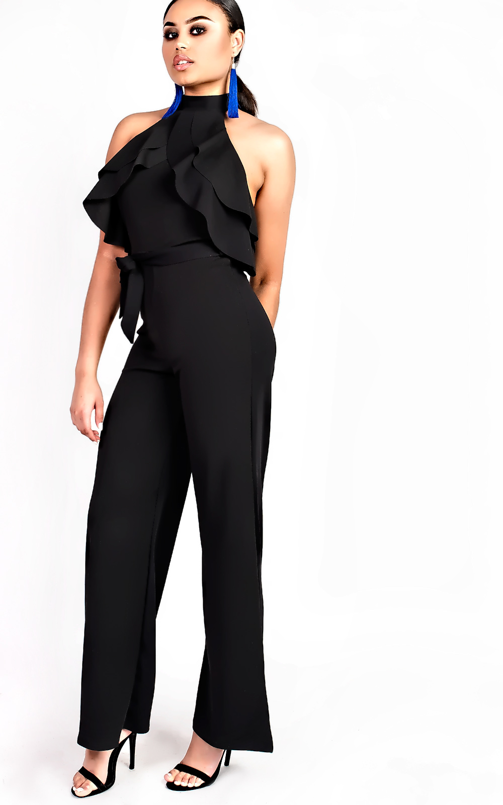 Courts Flared Wide Leg Halterneck Jumpsuit Thumbnail