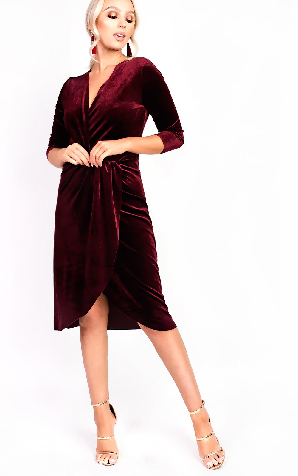 Serena Wrap Velvet Bodycon Dress