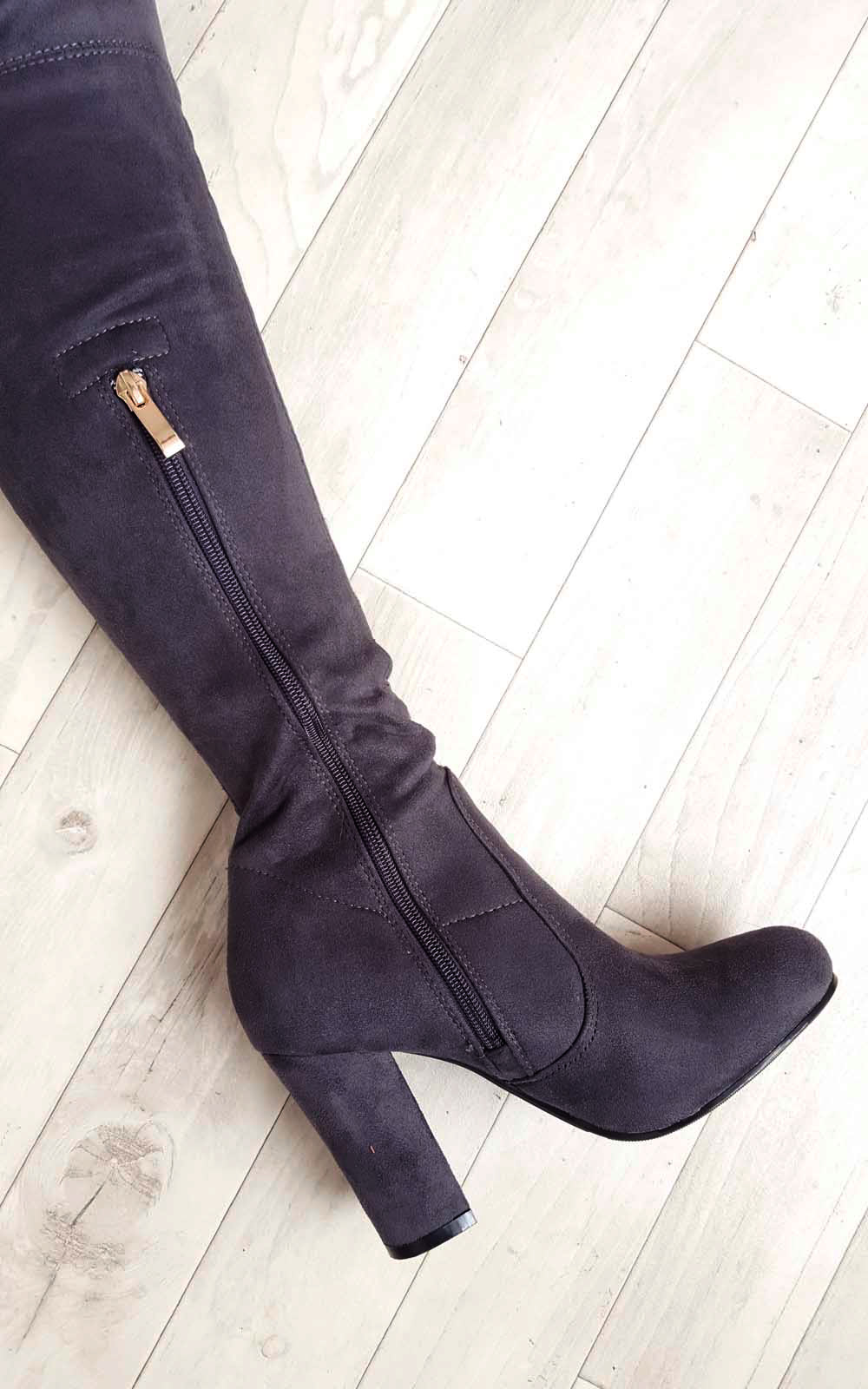 Amelia Faux Suede Tie Knee High Boots  Thumbnail