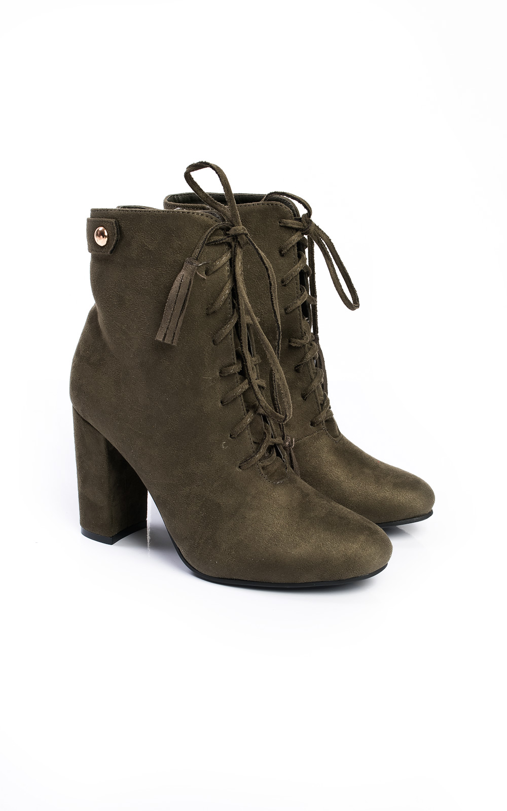 Kiki Faux Suede Lace Up Tassel Ankle Boots Thumbnail