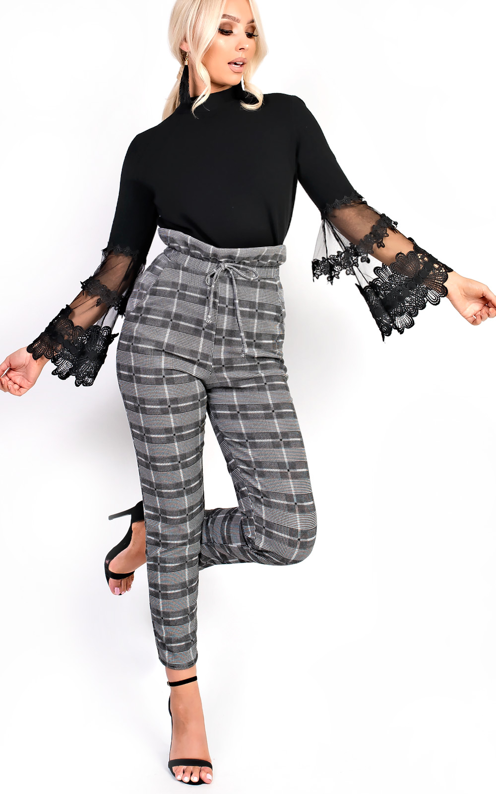 Callie High Waisted Tie Tailored Trousers Thumbnail Callie High Waisted Tie Tailored Trousers Thumbnail