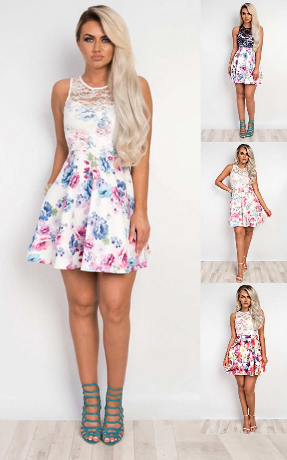 Marley Lace & Floral Skater Dress Thumbnail