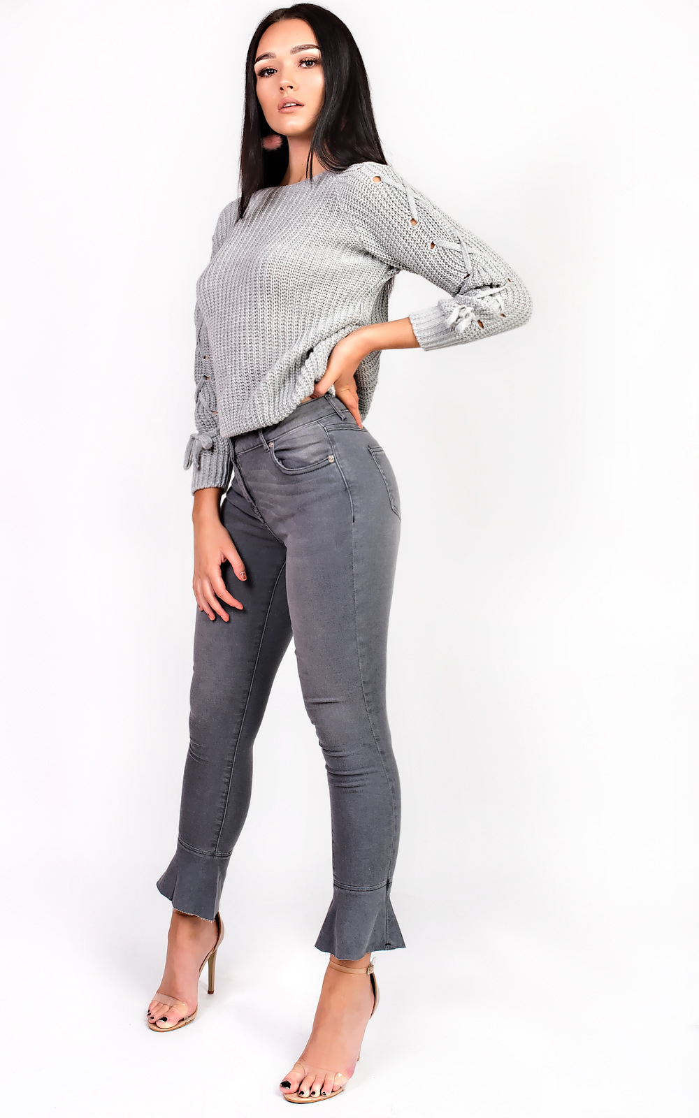 Evie Knitted Lace Up Jumper Thumbnail Evie Knitted Lace Up Jumper Thumbnail