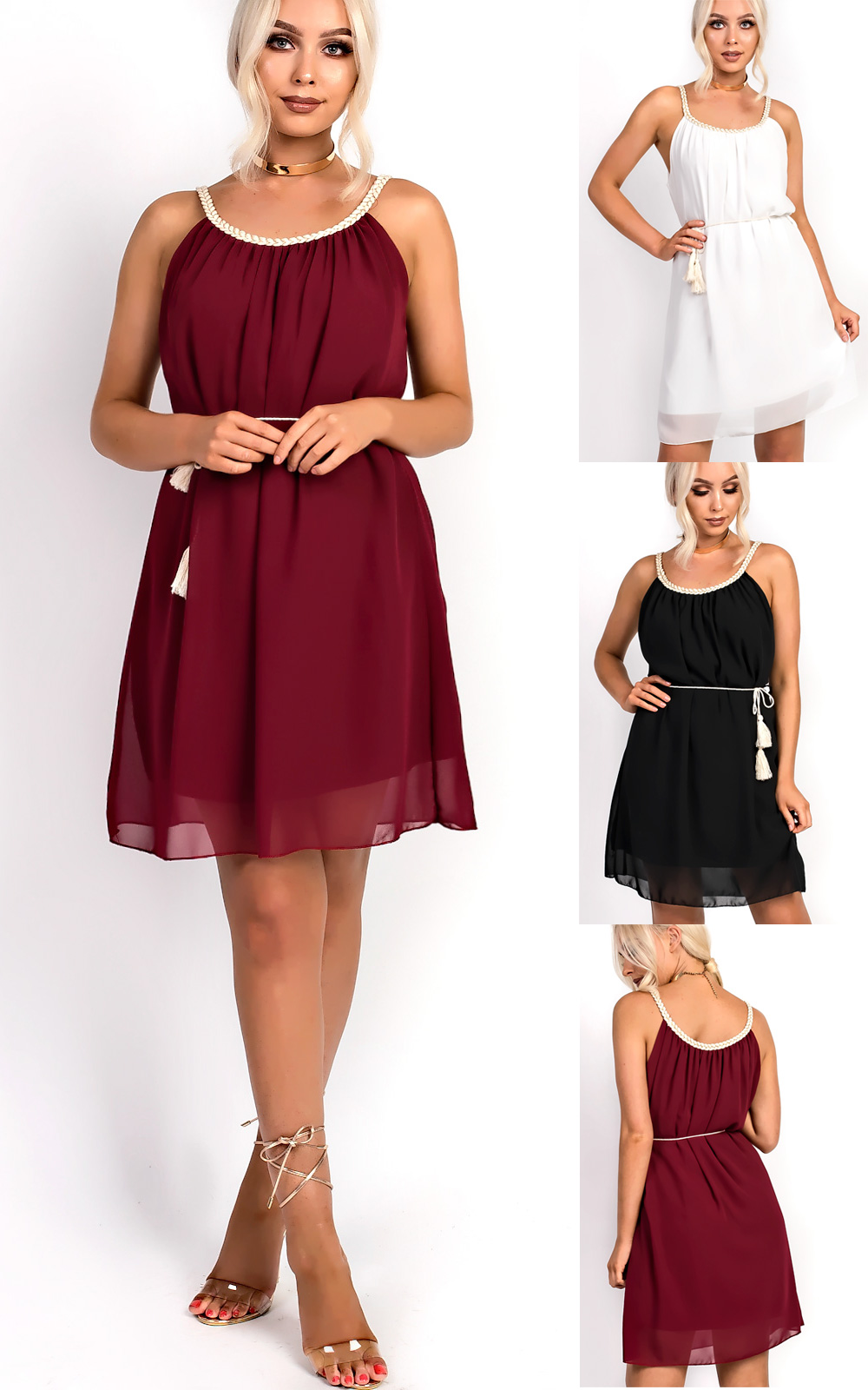 Hestia Pleated Tie Waist Chiffon Dress Thumbnail Hestia Pleated Tie Waist Chiffon Dress Thumbnail