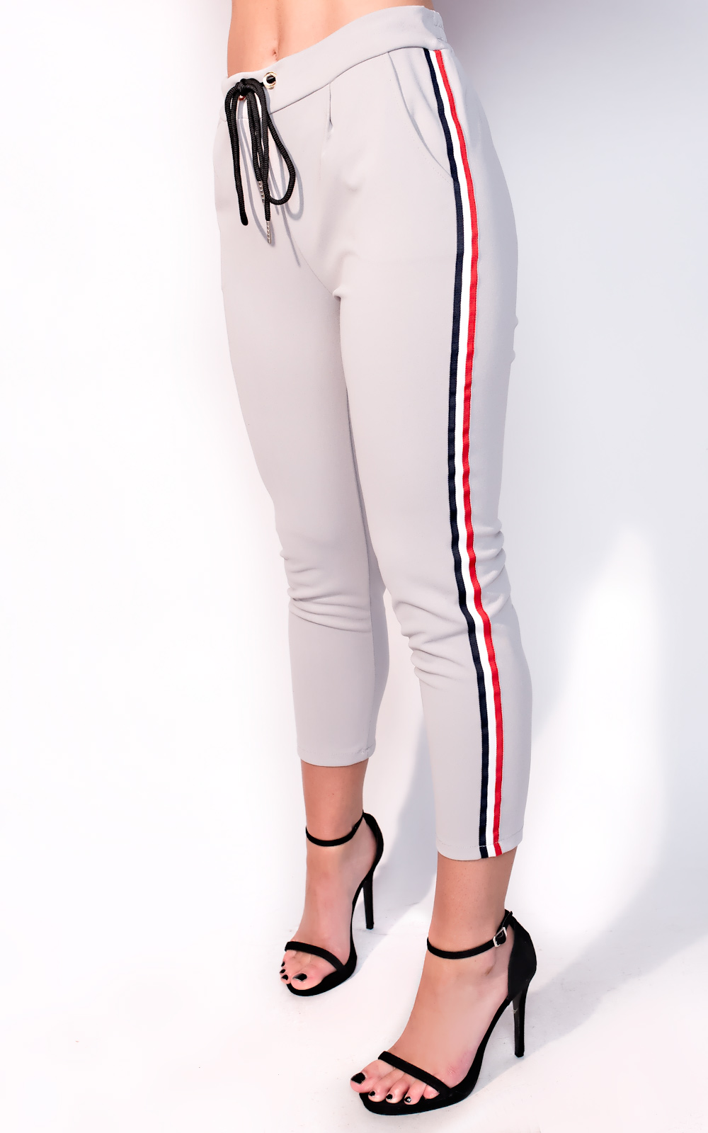 Sofia Striped Tie Tailored Trousers