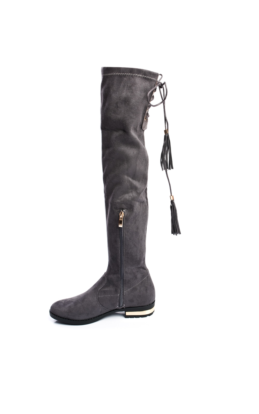 Amy Faux Suede Sequin Lace Up Knee High Boots Thumbnail Amy Faux Suede Sequin Lace Up Knee High Boots Thumbnail
