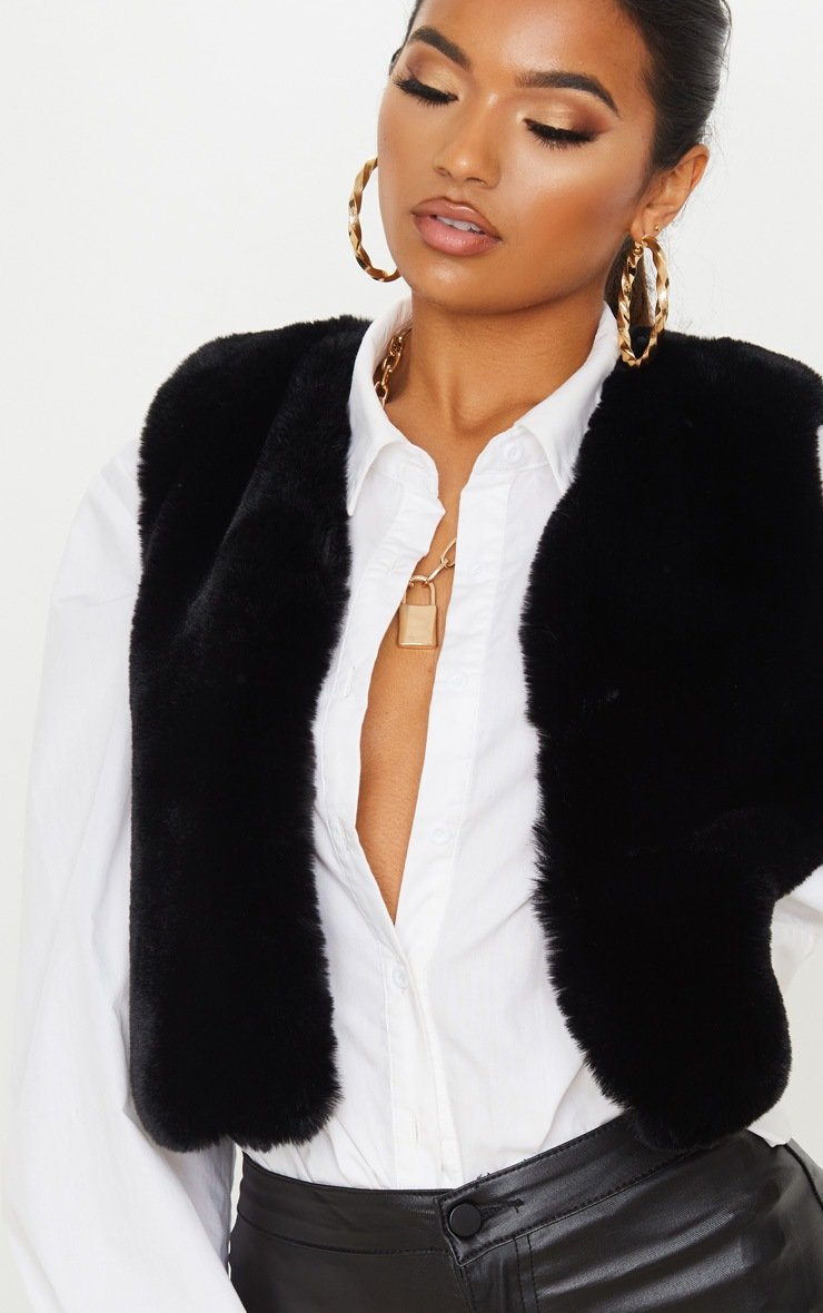 Ezmae Faux Fur Crop Gilet  Thumbnail