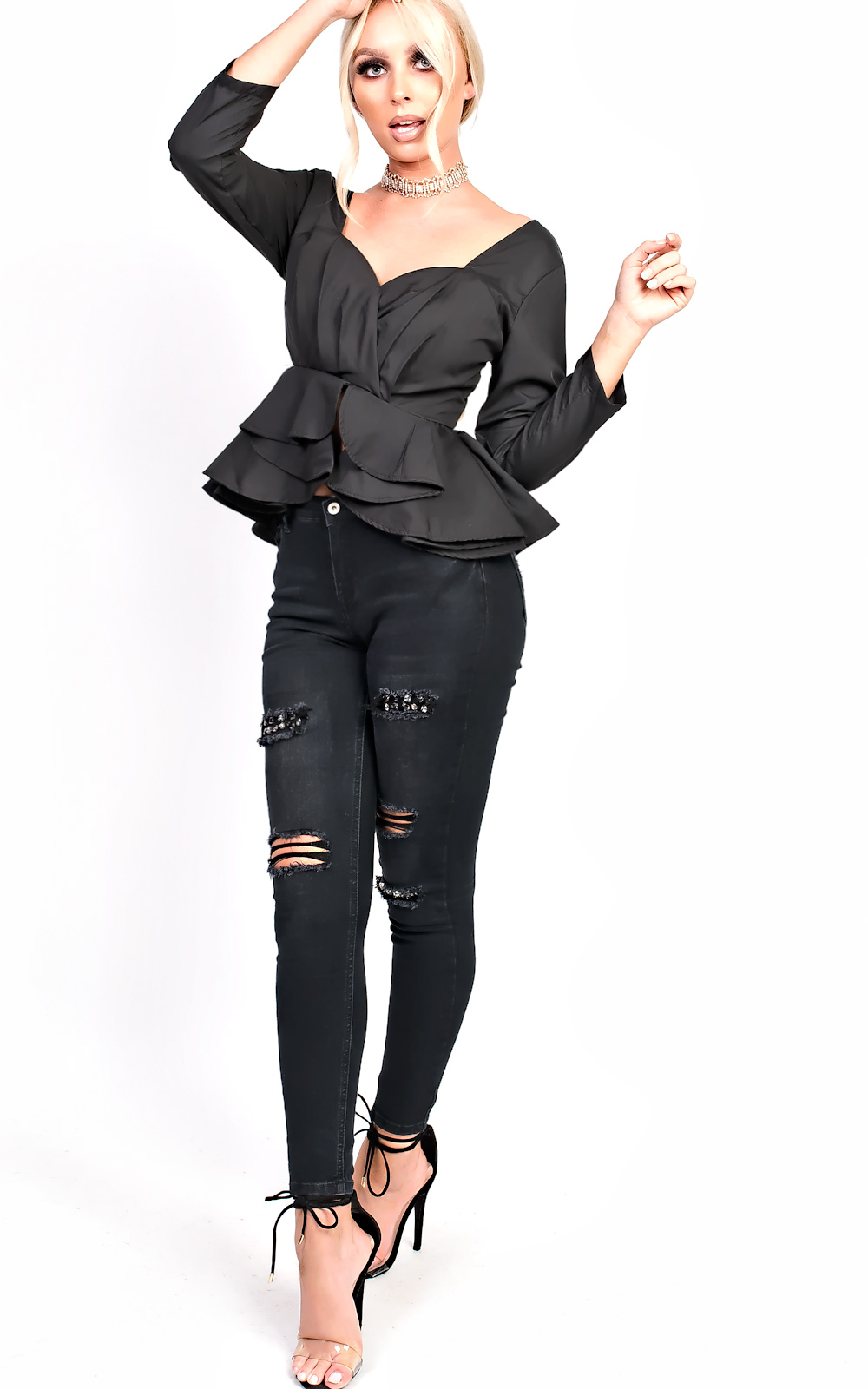 Haylia Longed Sleeve Peplum Top Thumbnail Haylia Longed Sleeve Peplum Top Thumbnail
