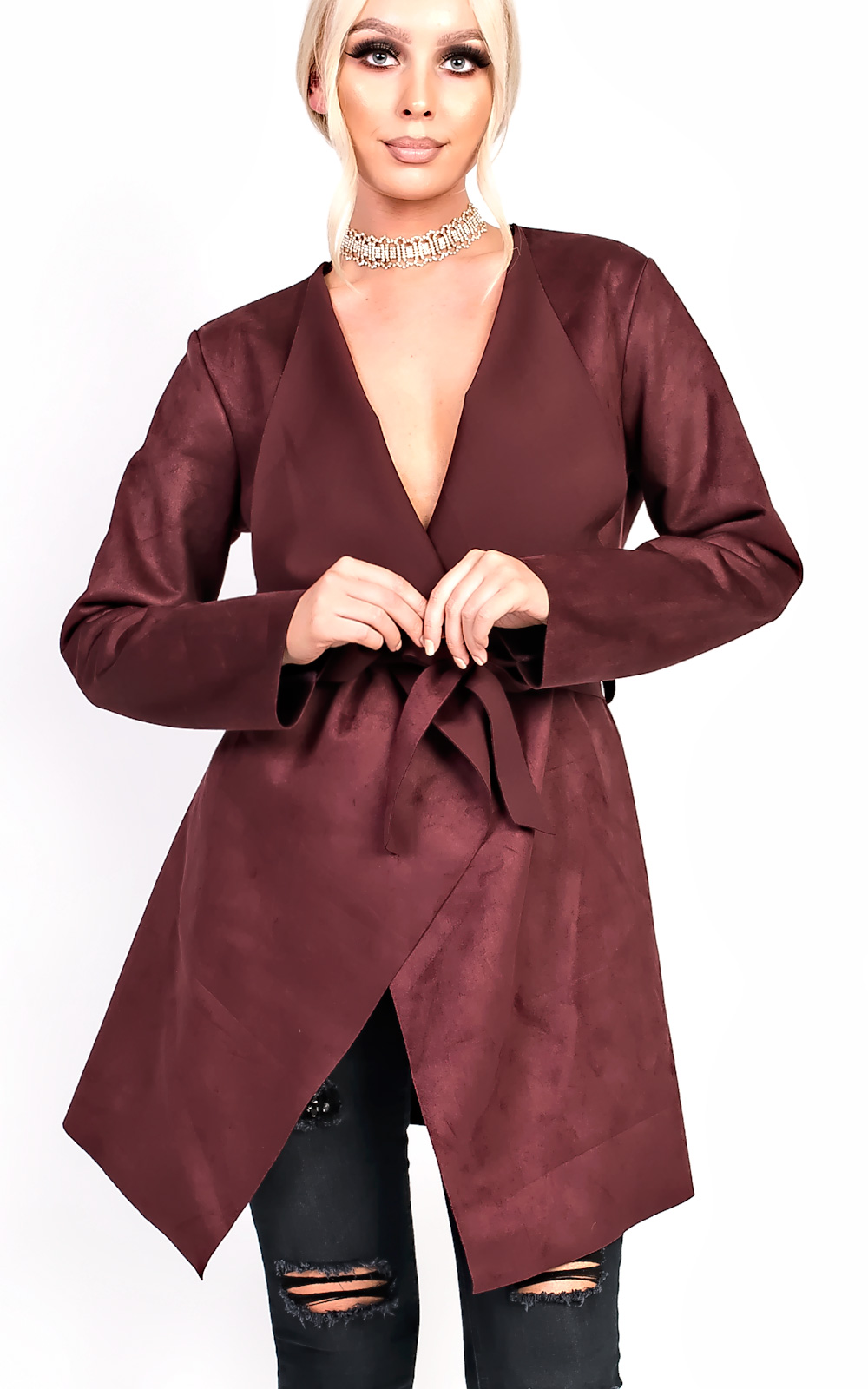 Liza Suede Waterfall Coat