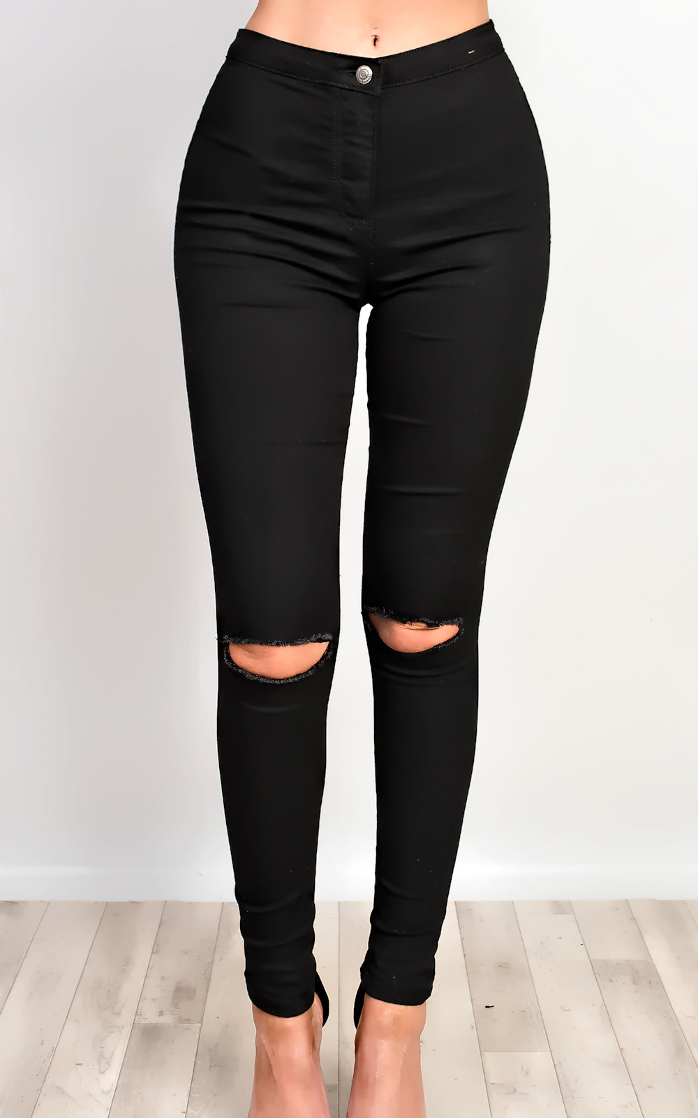 grey high waisted ripped skinny jeans