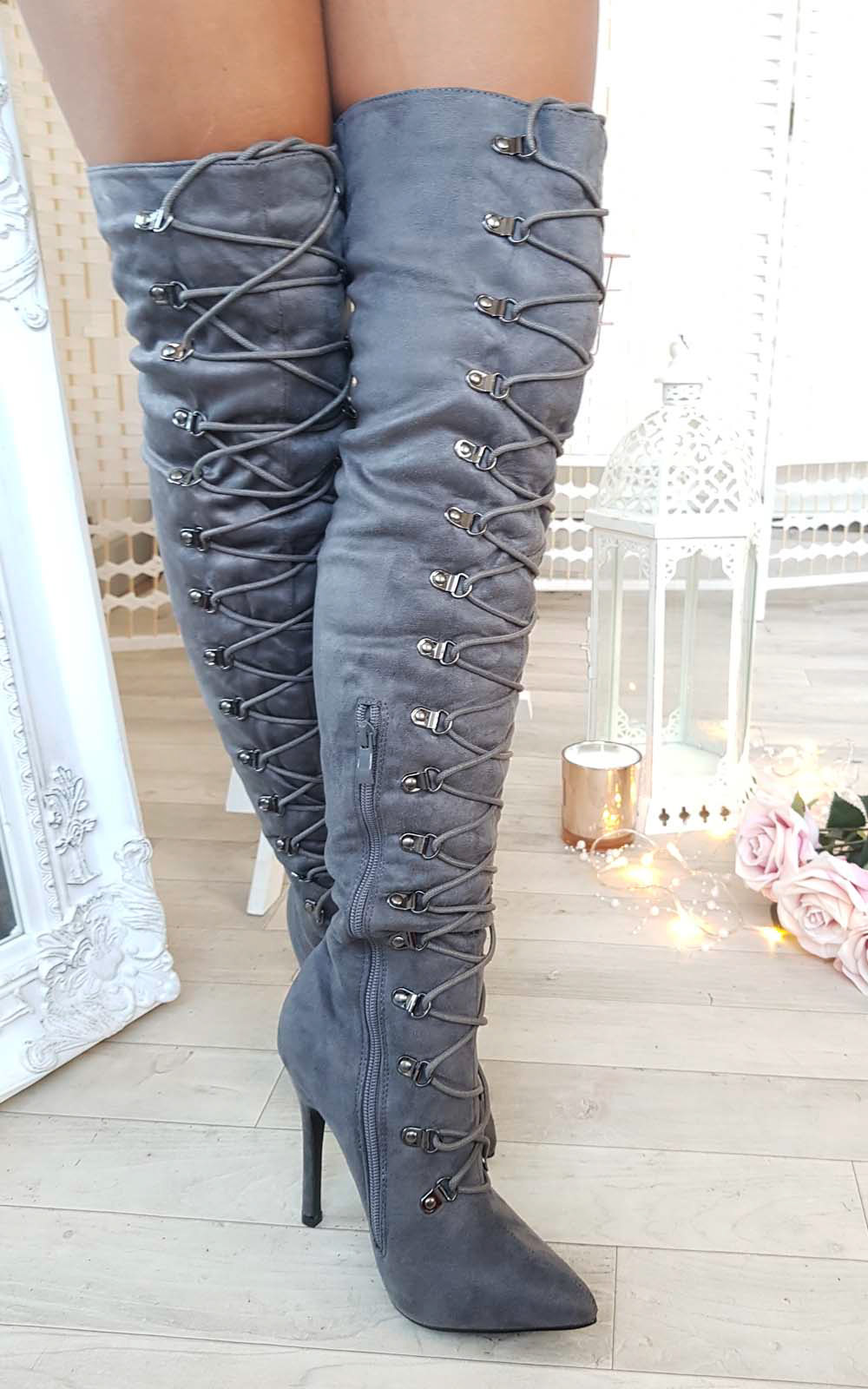 Alesia Corset Faux Suede Boots Alesia Corset Faux Suede Boots