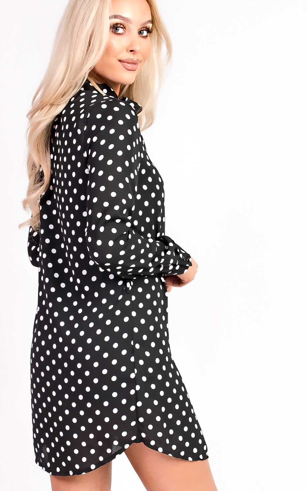 Sassi Polka Dot Tie Neck Blouse Dress Thumbnail