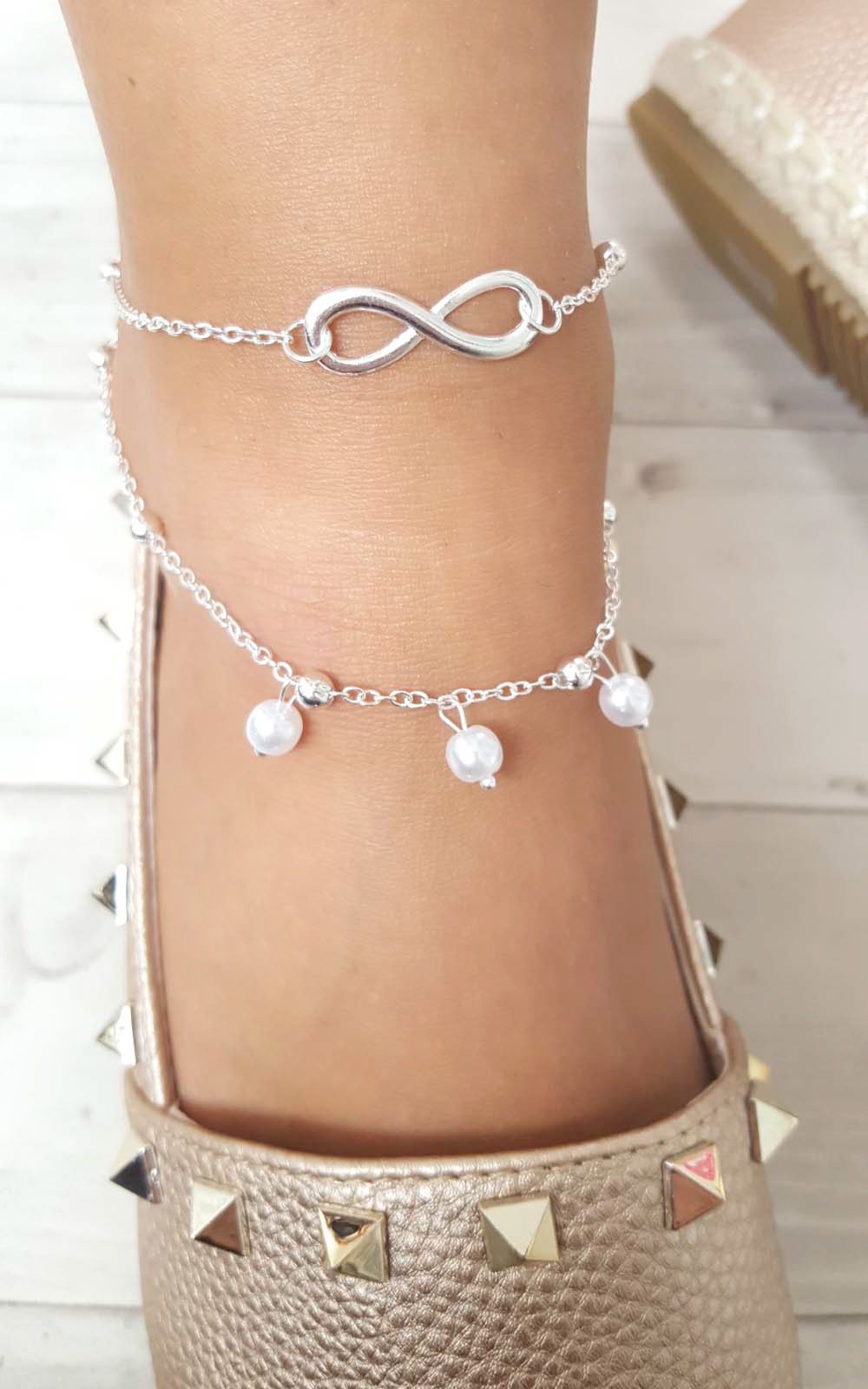 Ana Infinity Pearl Anklet  Thumbnail