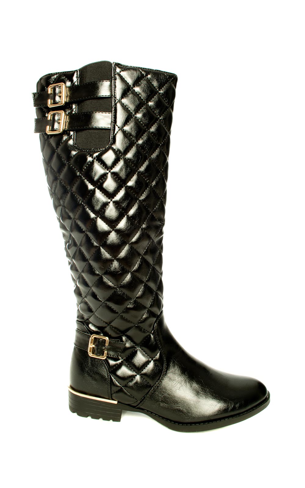 Priscila Quilted Knee High Buckle Boots Thumbnail