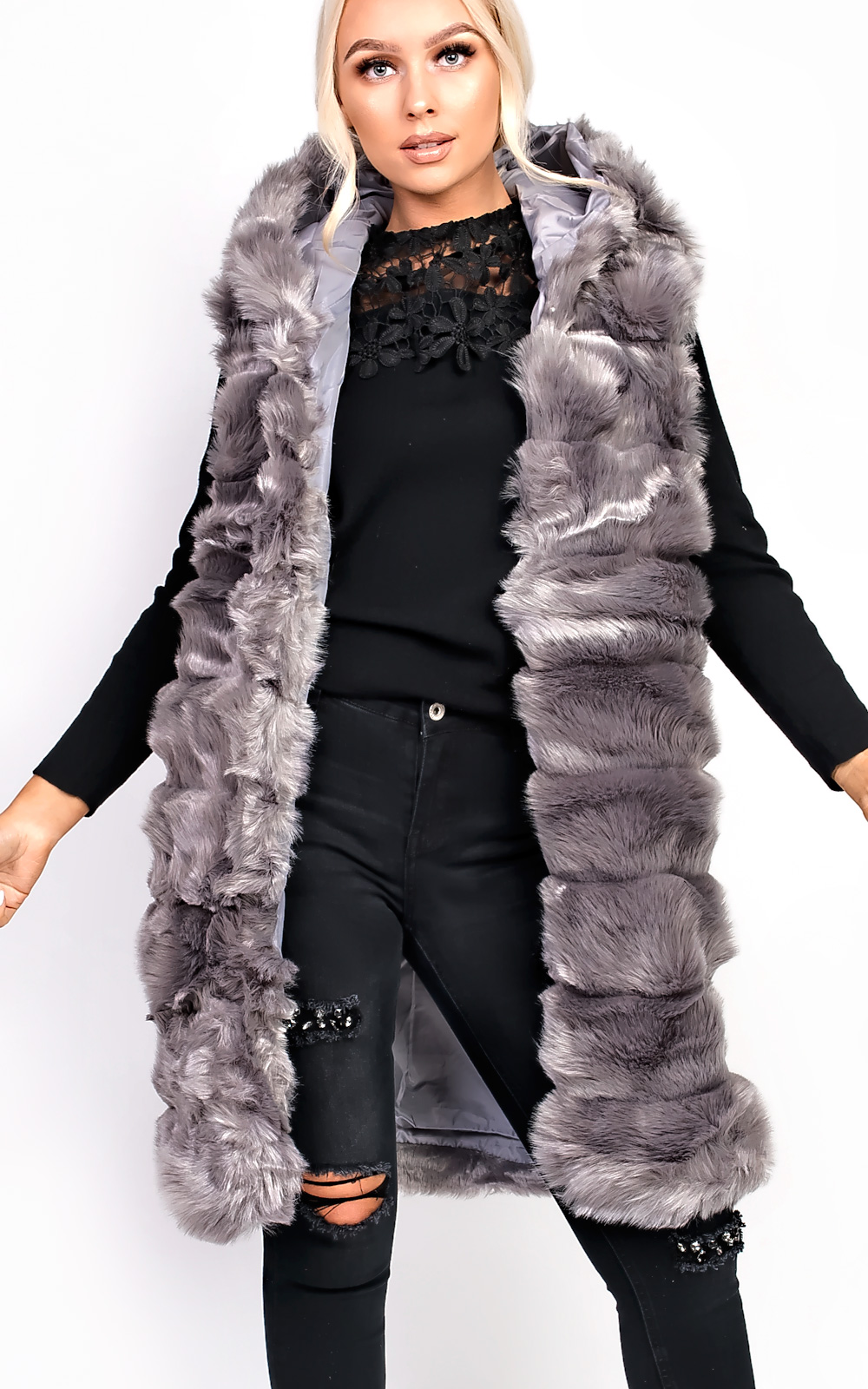 Karla Faux Fur Hooded Waistcoat Karla Faux Fur Hooded Waistcoat