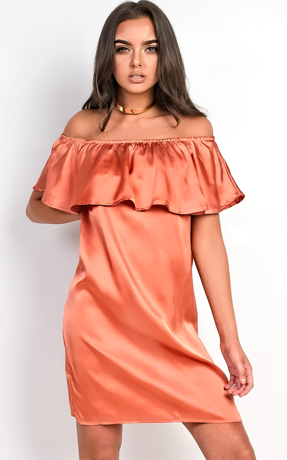 Rhodes Satin Bardot Dress