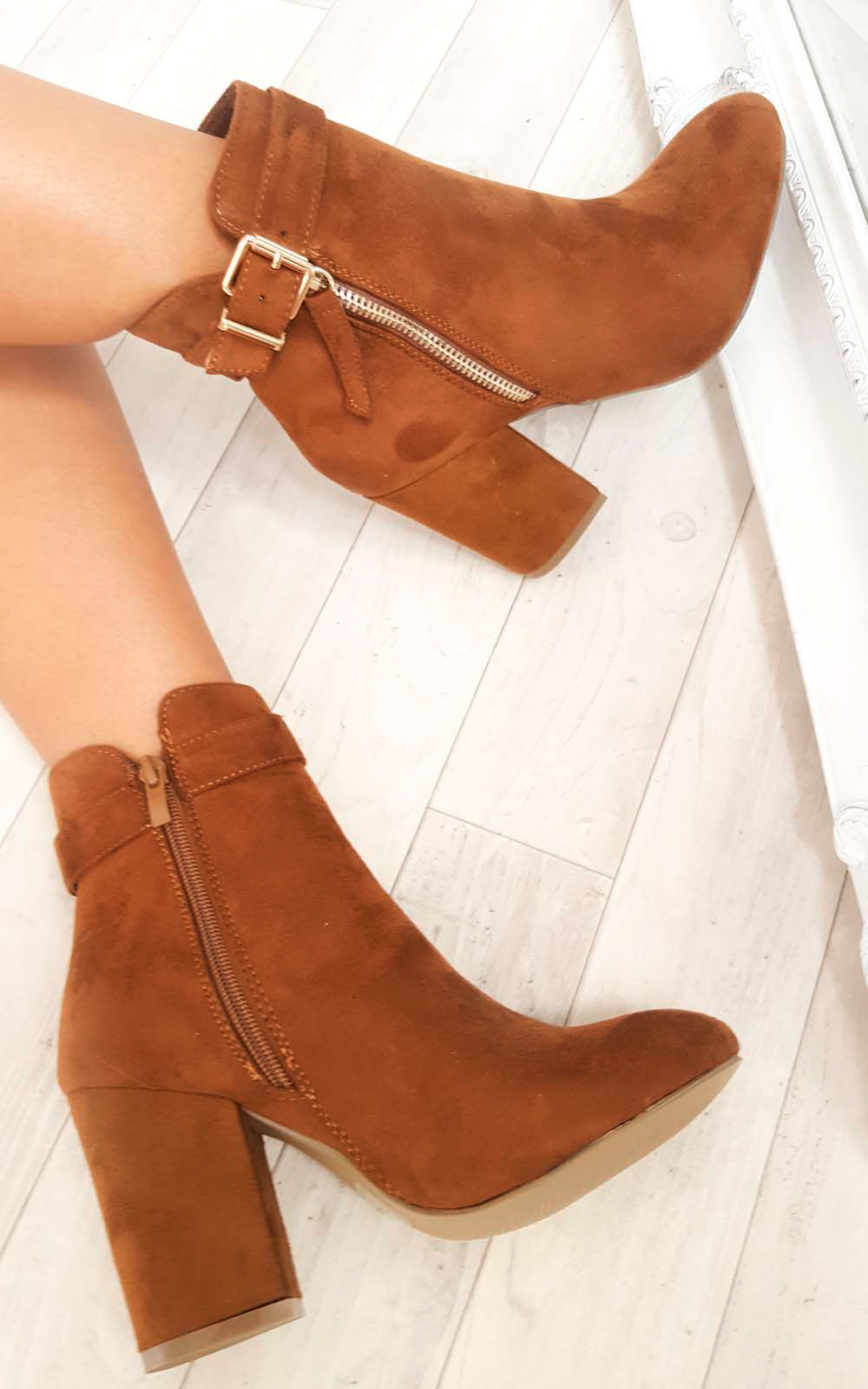 Misa Buckle Faux Suede Ankle Boots Thumbnail