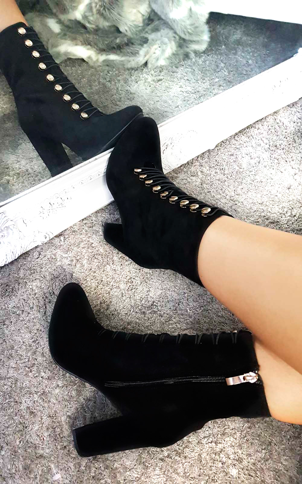 Elle Faux Suede Corset Ankle Boots Thumbnail