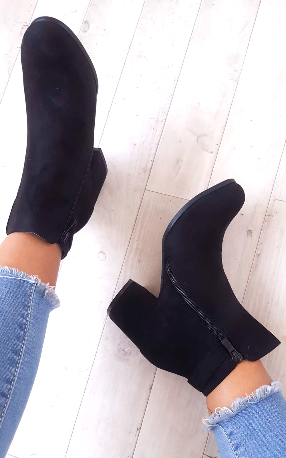 Klarissa Faux Suede Gold Button Ankle Boots Klarissa Faux Suede Gold Button Ankle Boots