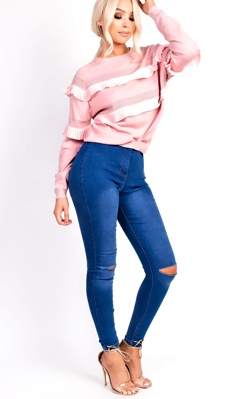 Kara High Waisted Ripped Skinny Jeans Thumbnail Kara High Waisted Ripped Skinny Jeans Thumbnail