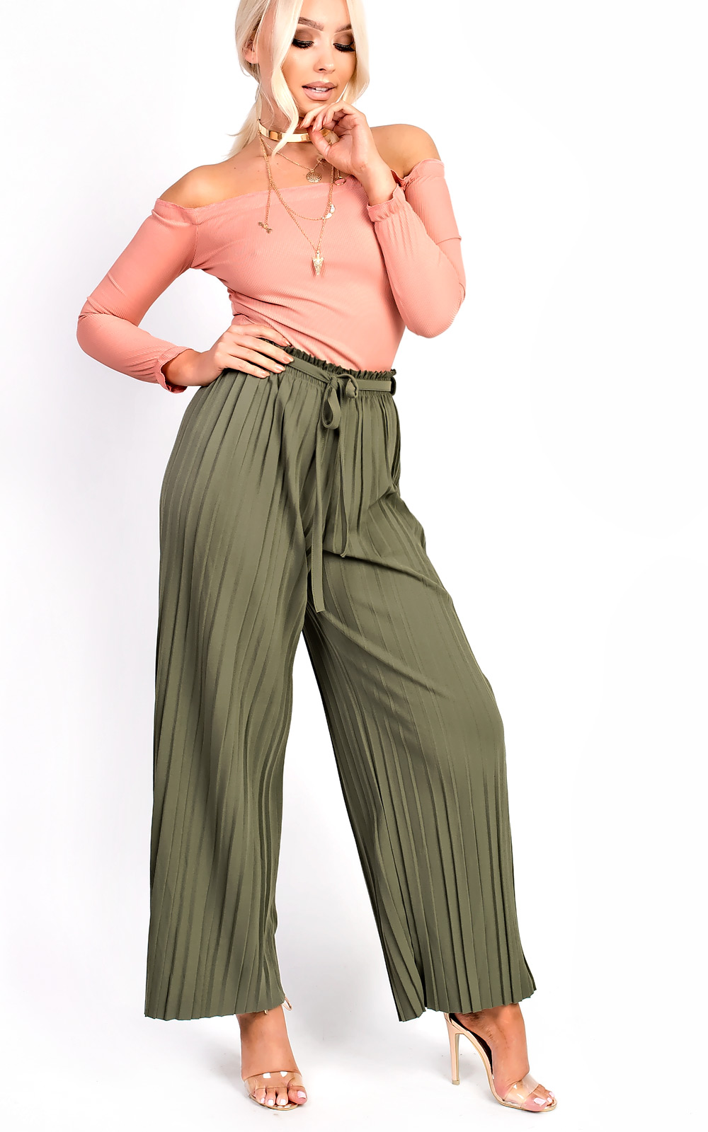 Cora Tie High Waist Wide Leg Trousers Thumbnail