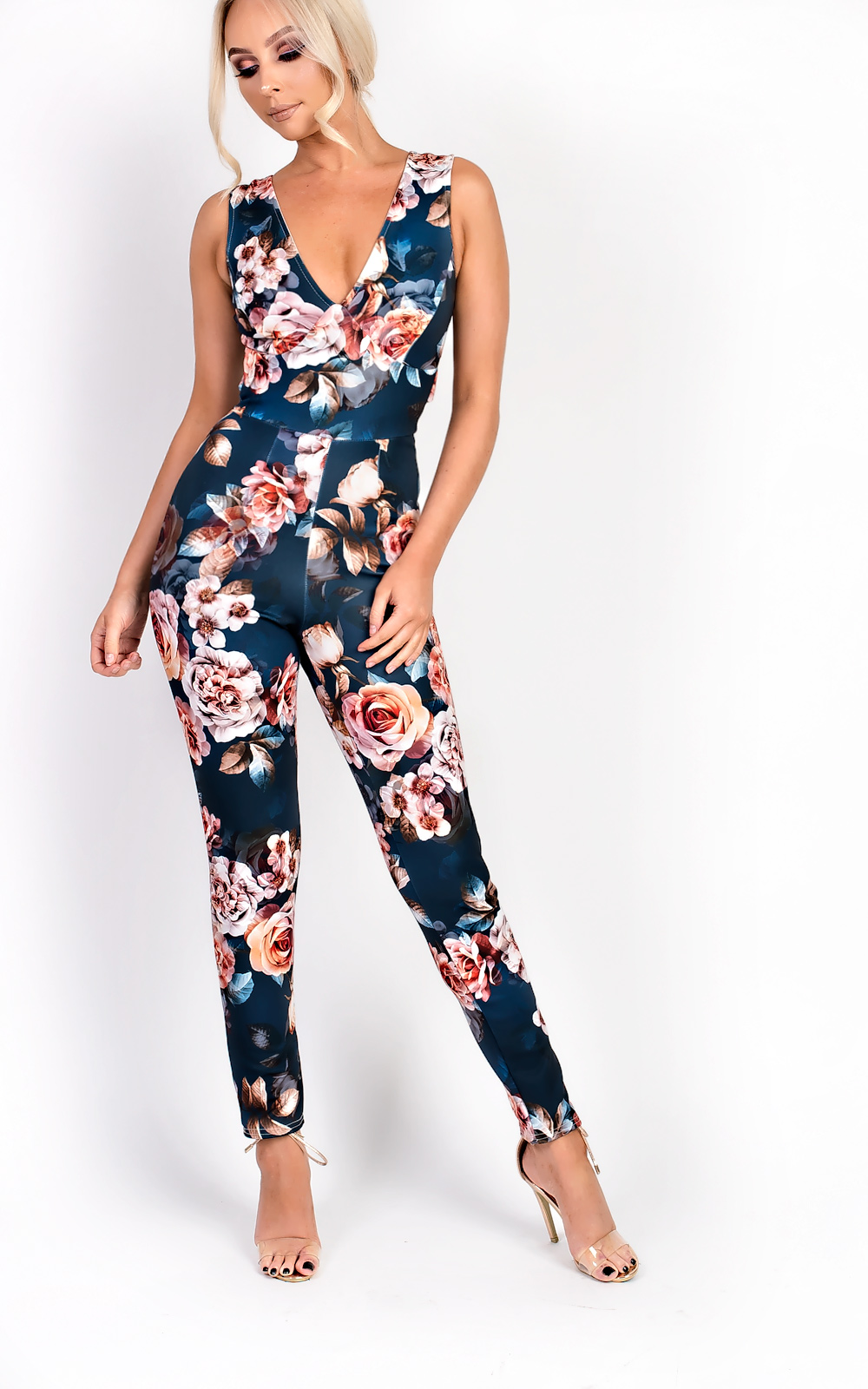 Dawci Floral Cross Over Slim Jumpsuit Dawci Floral Cross Over Slim Jumpsuit
