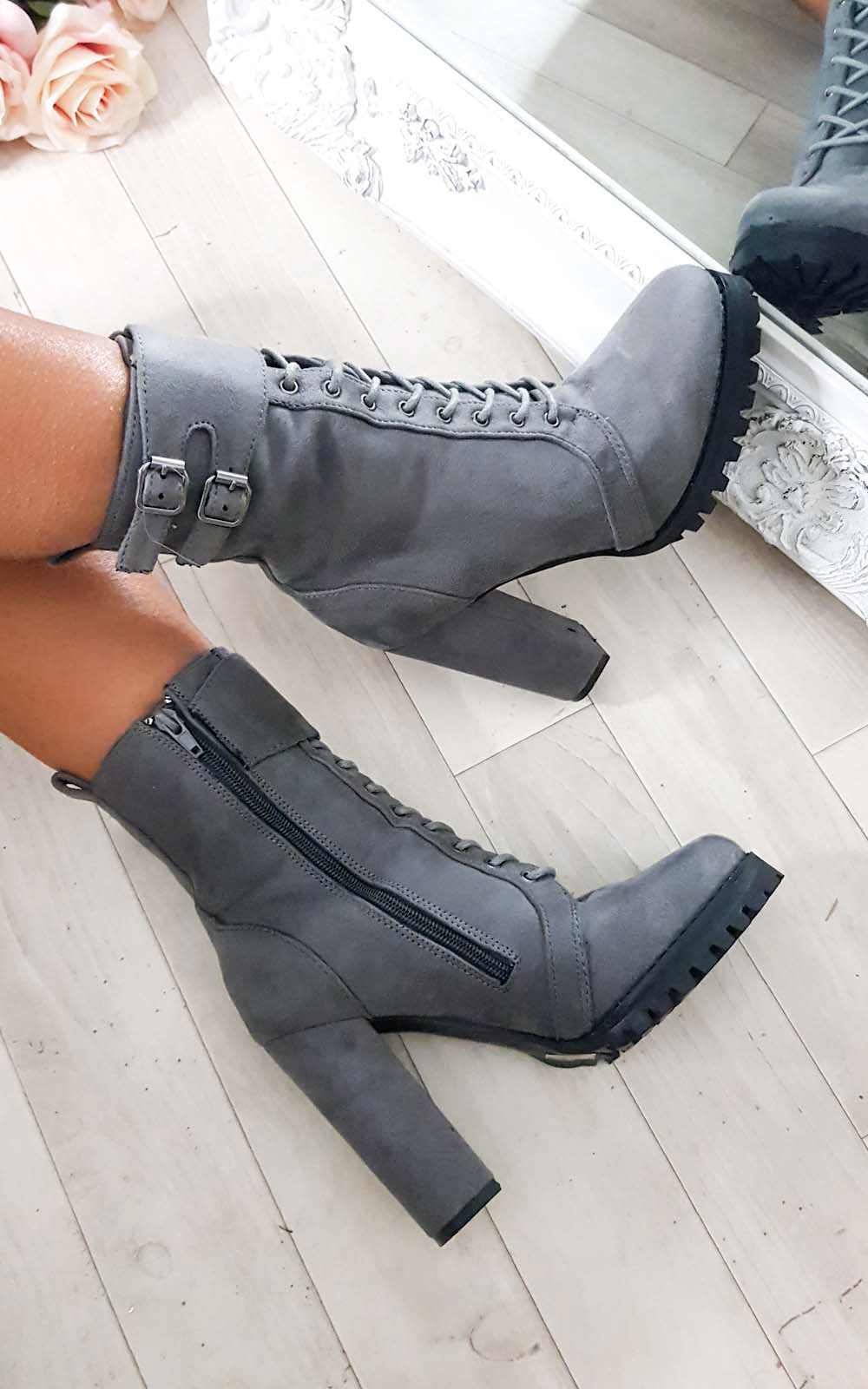 Shay Faux Suede Platform Tie Up Boots Thumbnail Shay Faux Suede Platform Tie Up Boots Thumbnail