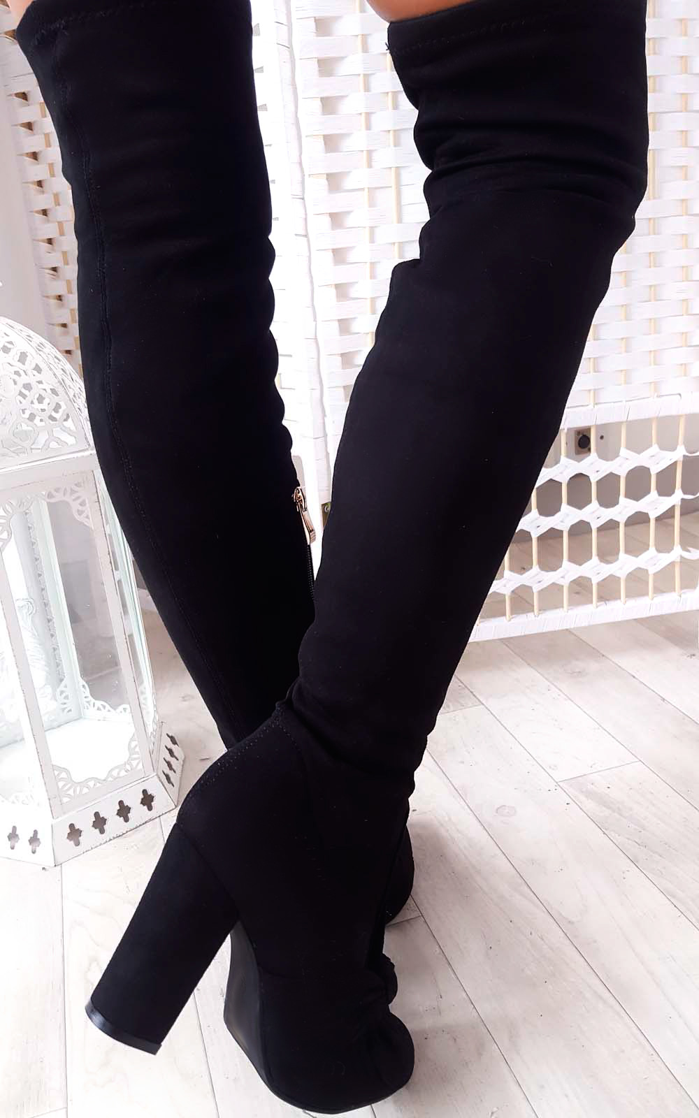 Corla Faux Suede Bow Front Knee High Boots Thumbnail Corla Faux Suede Bow Front Knee High Boots Thumbnail
