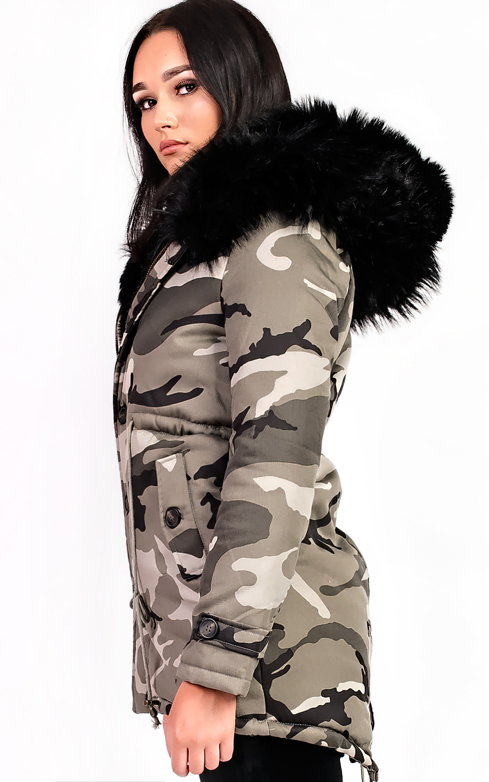 Karla Faux Fur Camo Parka Thumbnail