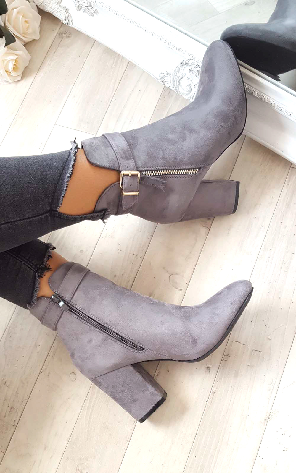 Misa Buckle Faux Suede Ankle Boots Thumbnail Misa Buckle Faux Suede Ankle Boots Thumbnail