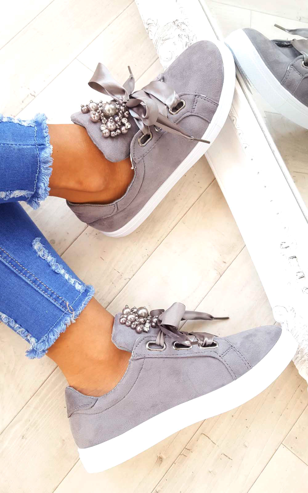 Amy Embellished Suede Trainers Thumbnail Amy Embellished Suede Trainers Thumbnail