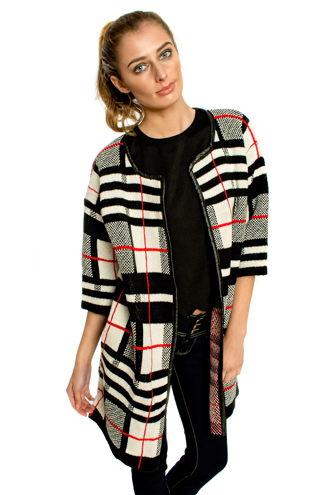 Cyndal Large Check Cardigan Thumbnail Cyndal Large Check Cardigan Thumbnail
