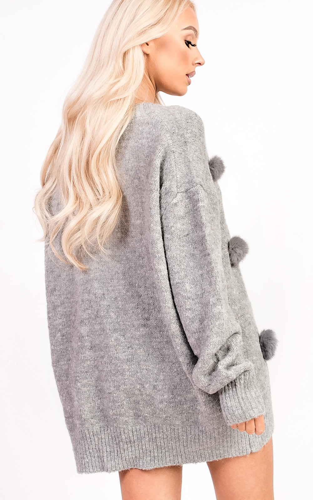Harley Faux Fur Pom Pom Knitted Jumper Thumbnail Harley Faux Fur Pom Pom Knitted Jumper Thumbnail