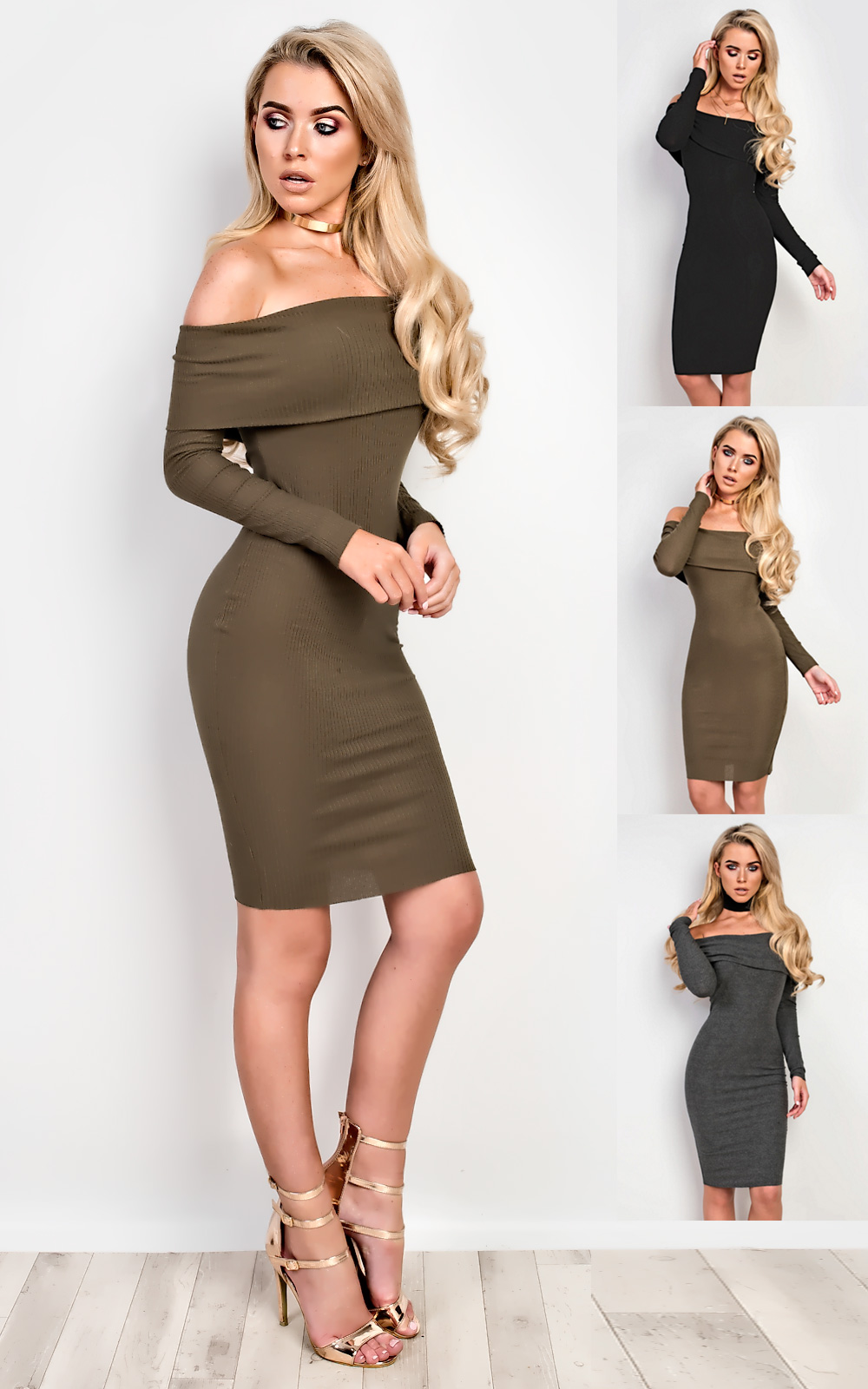 Caitlyn Off Shoulder Bodycon Dress Thumbnail