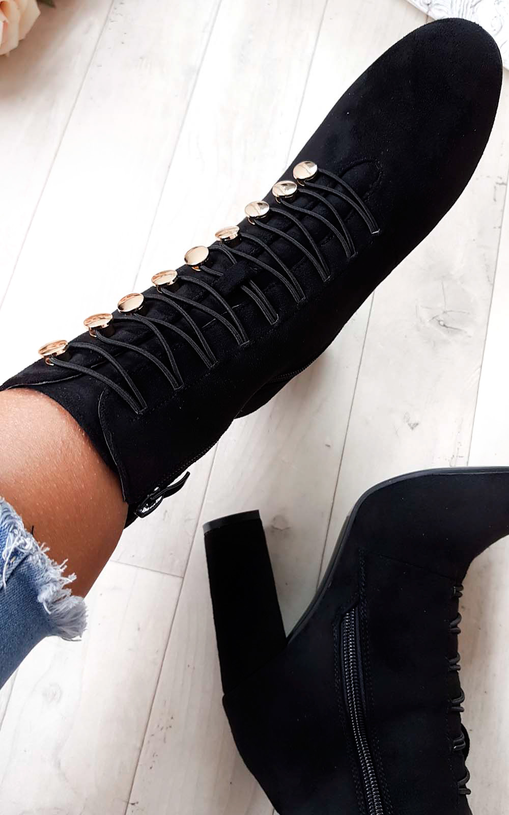 Lucy Faux Suede Corset Ankle Boots Thumbnail Lucy Faux Suede Corset Ankle Boots Thumbnail