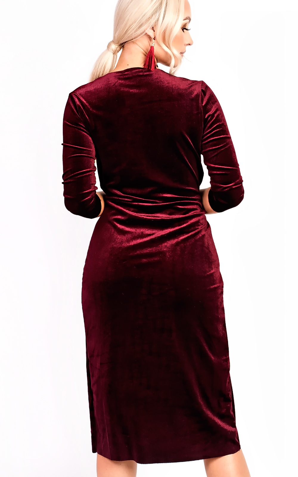 Serena Wrap Velvet Bodycon Dress Thumbnail