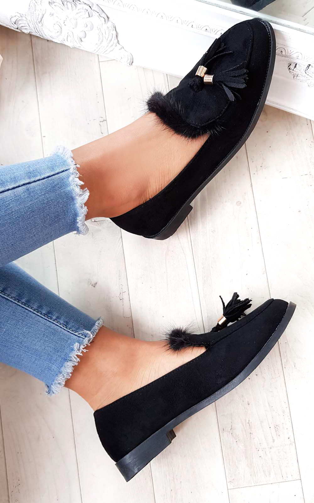 Ferla Faux Suede Fur Tassel Pumps Thumbnail