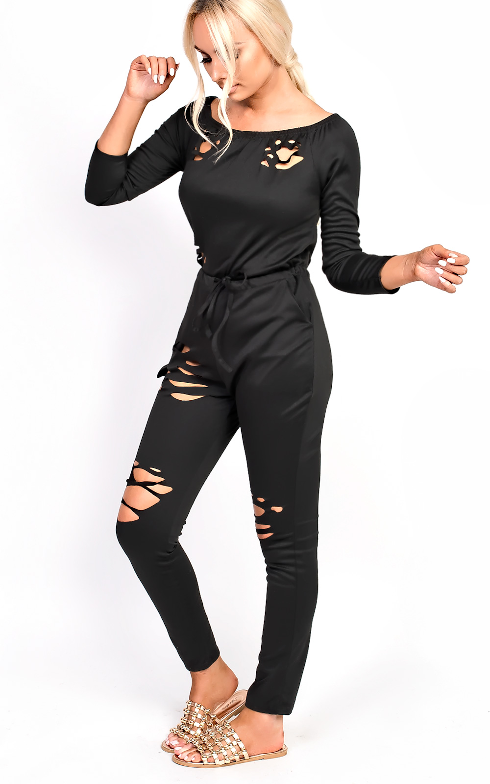 Bella Bardot Distressed Ripped Casual Jumpsuit Thumbnail Bella Bardot Distressed Ripped Casual Jumpsuit Thumbnail
