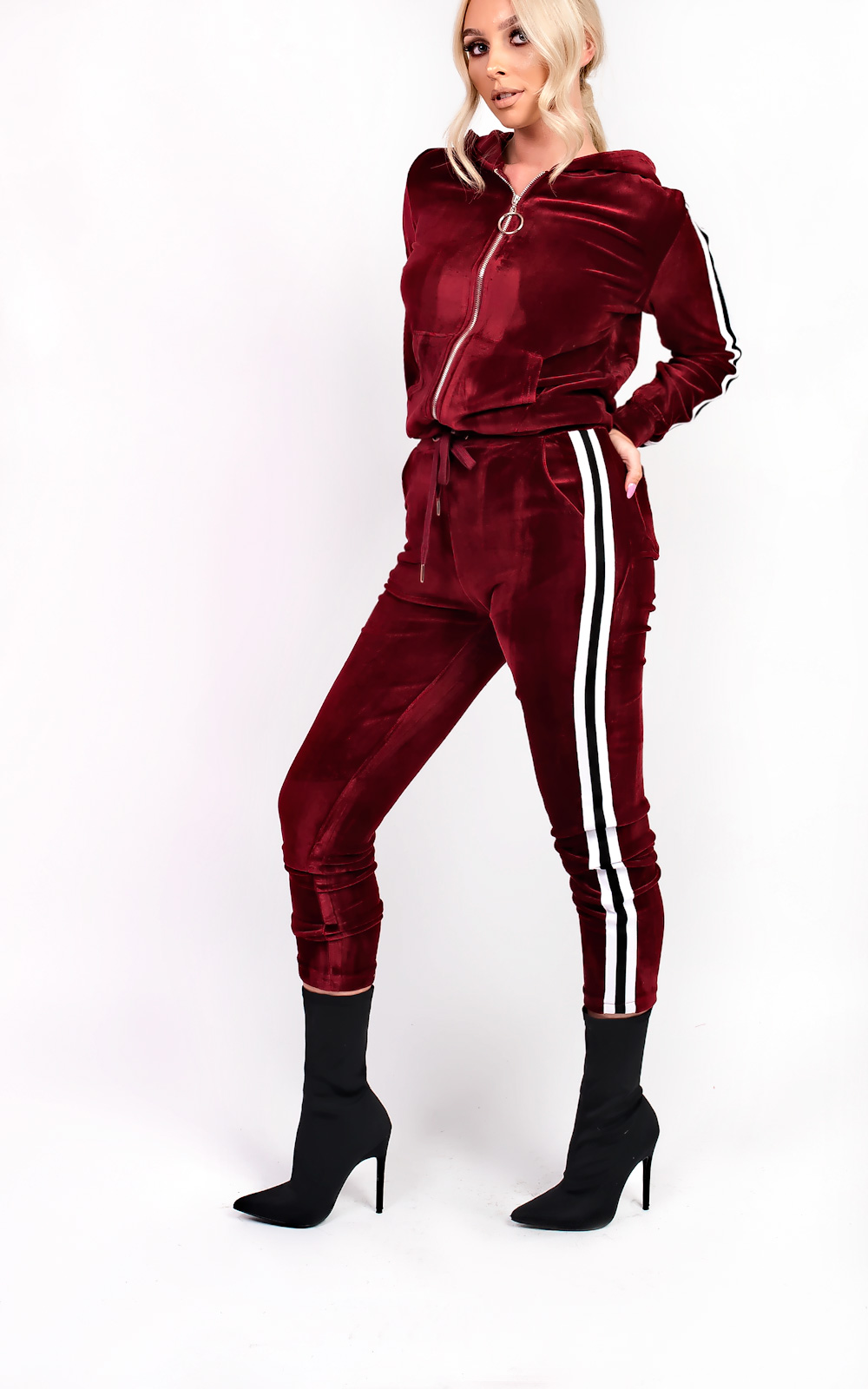 Kourt Stripe Velour Tracksuit Thumbnail