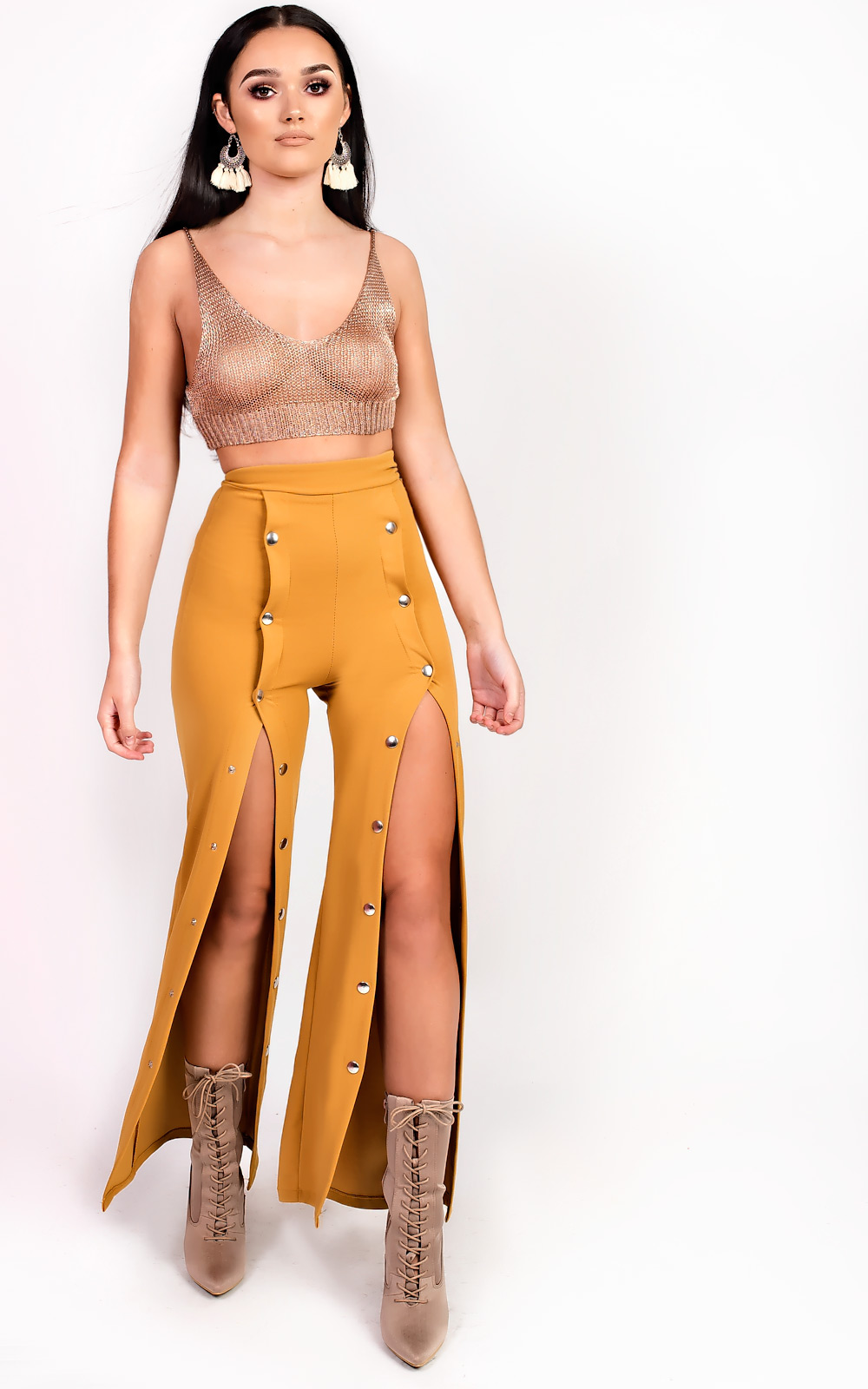 Daliah Gold Metallic Knitted Crop Top Daliah Gold Metallic Knitted Crop Top