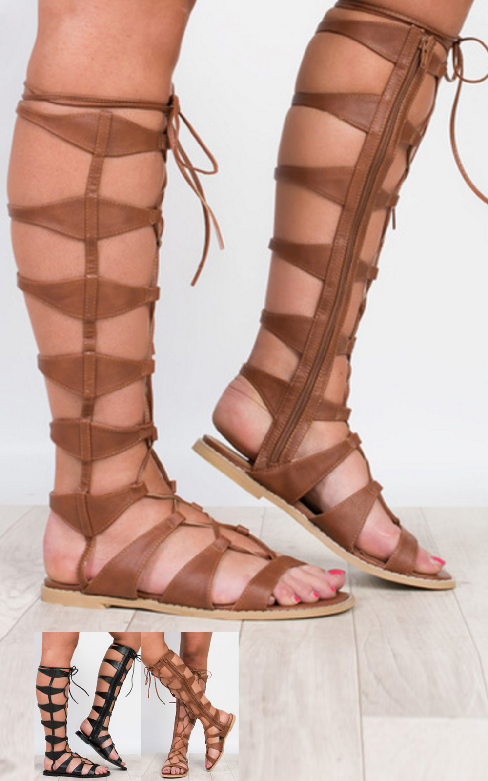 Megara Lace Up Sandals Thumbnail