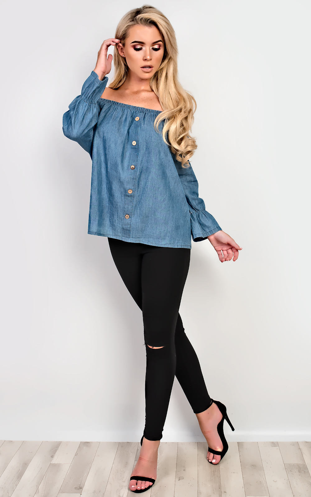 Denna Denim Shift Top Thumbnail