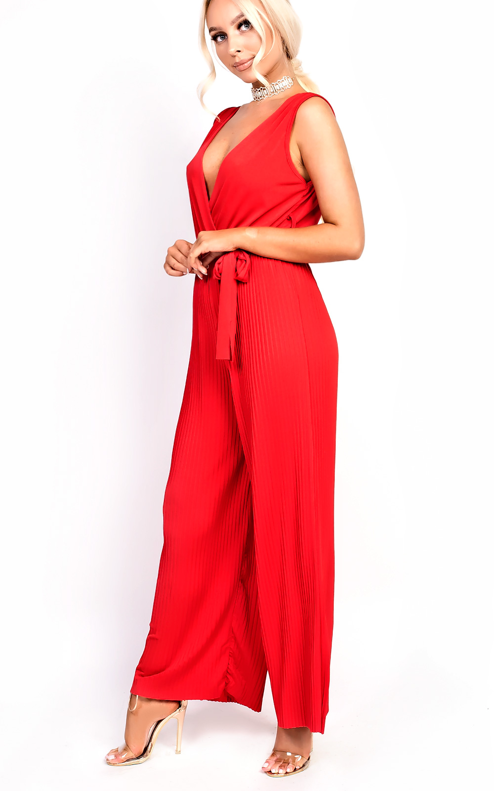 Tia Tie Waist Wide Leg Jumpsuit