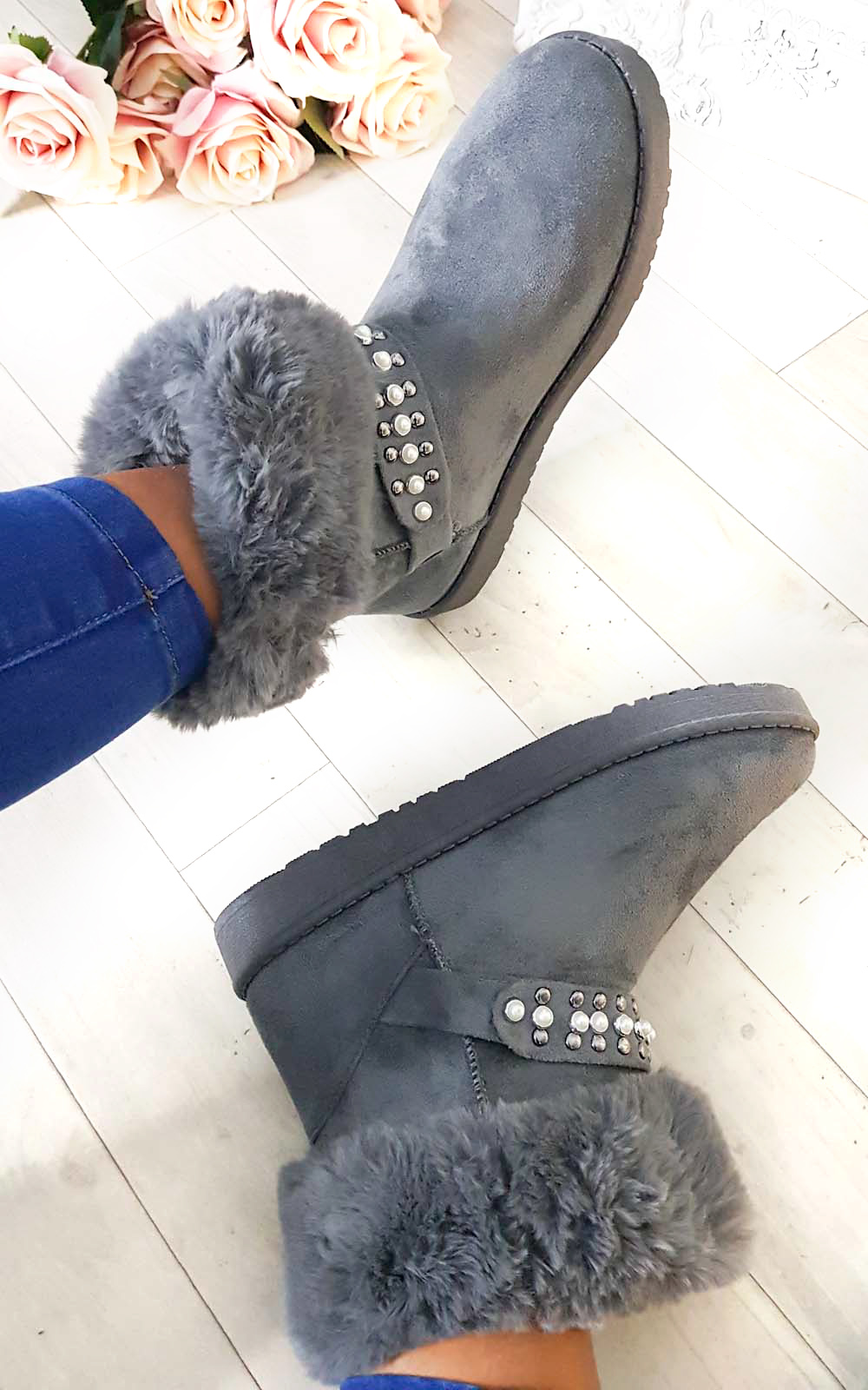 Carla Faux Fur Platform Embellished Boots Carla Faux Fur Platform Embellished Boots