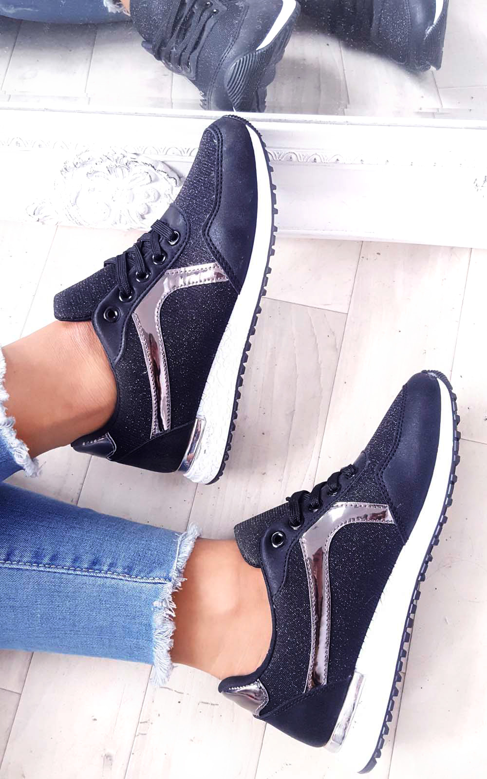 Kristen Shimmer Lace Up Trainers Thumbnail Kristen Shimmer Lace Up Trainers Thumbnail