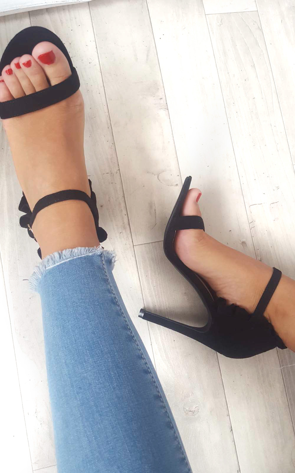 Nazzi Faux Suede Frill Barely There Heels Nazzi Faux Suede Frill Barely There Heels